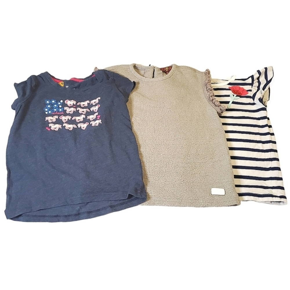 Kids Navy, Beige, and Striped Tops Set